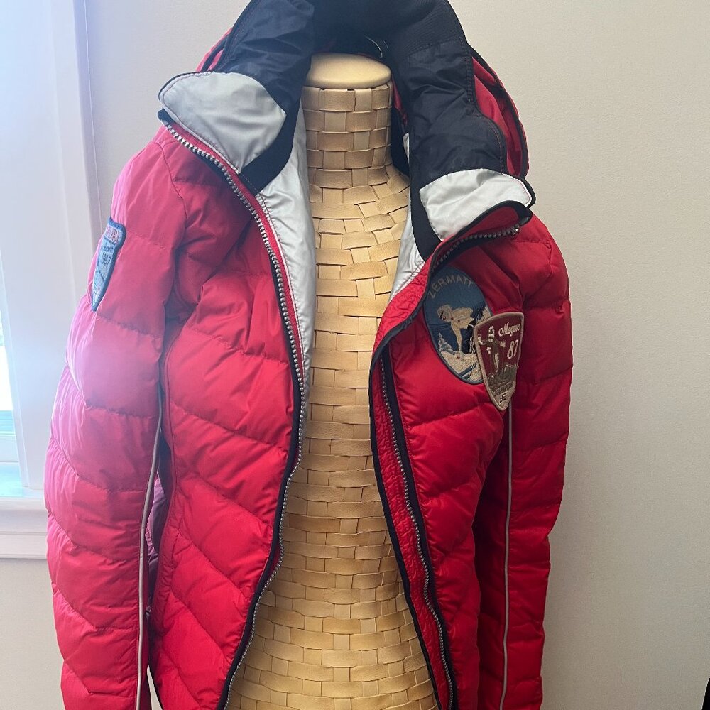Red Napapijri Ski Jacket with hood, Size Small